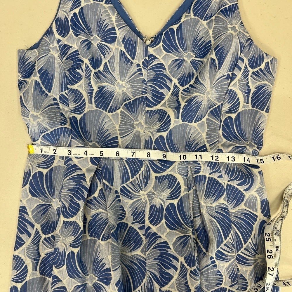 Anthropologie Moulinette Soeurs Willow Lake Blue Floral Brocade Dress Size 8 - Picture 8 of 9
